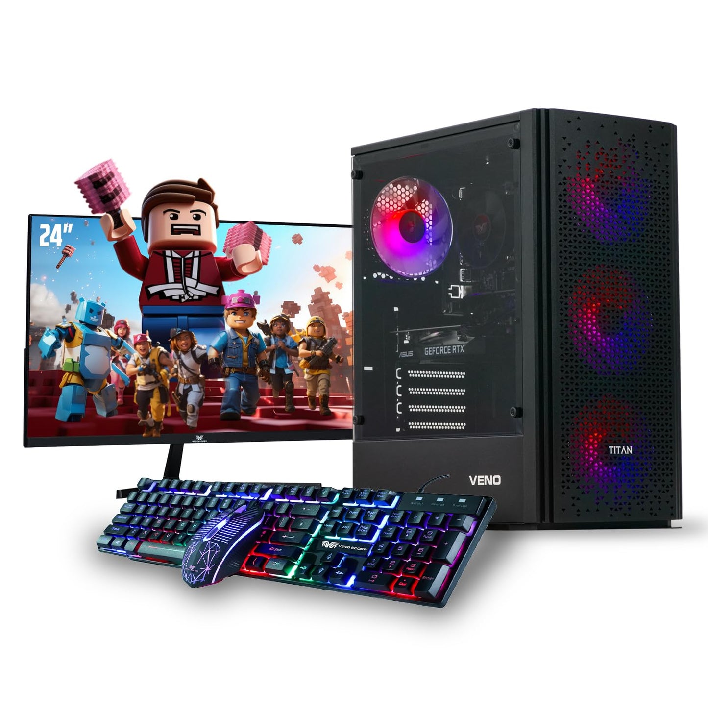 Veno Scorp Gaming PC Dual 24" Monitor Bundle