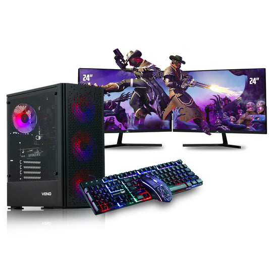 Veno Scorp Gaming PC Dual 24" Monitor Bundle