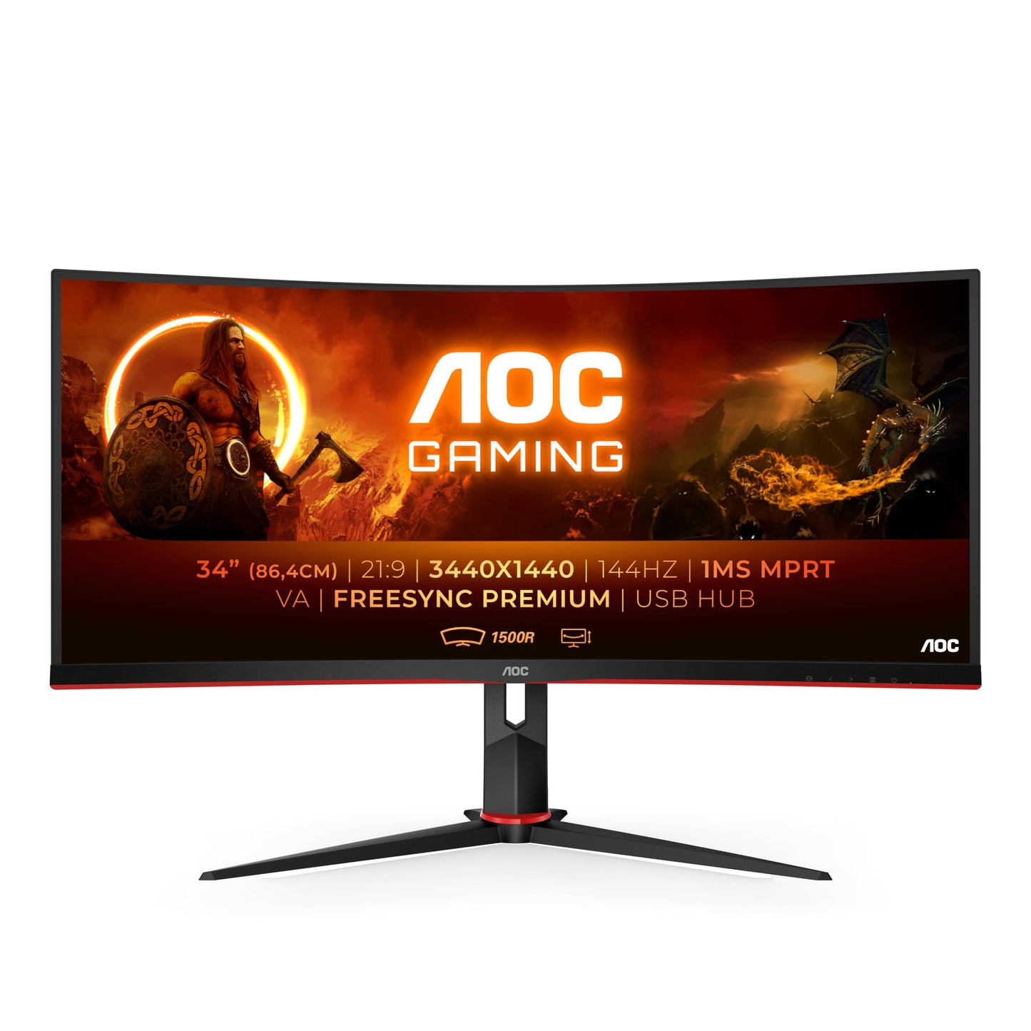 AOC Gaming CU34G2XP - 34 Inch WQHD Curved Monitor,