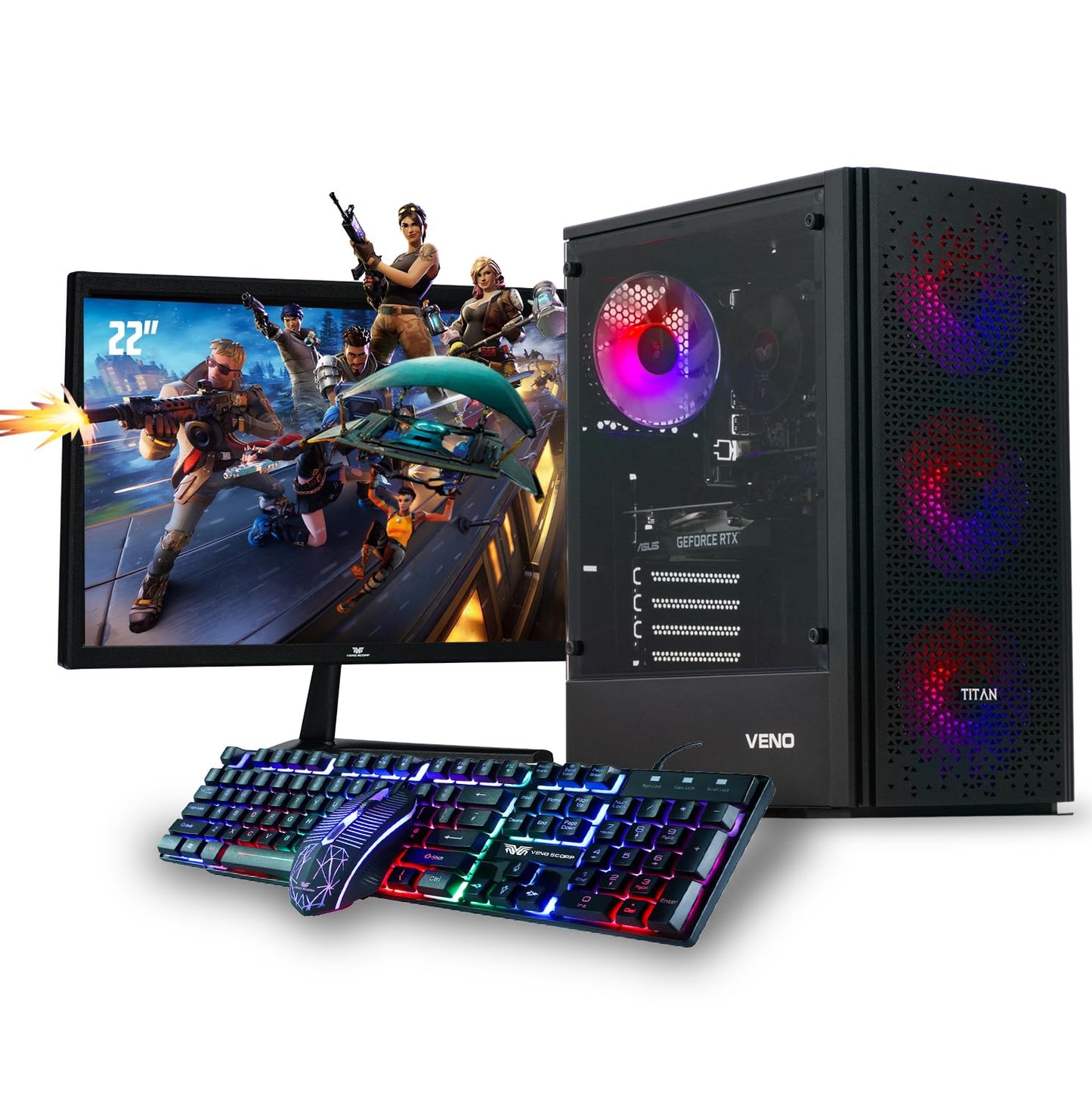 Veno Scorp Gaming PC Dual 24" Monitor Bundle